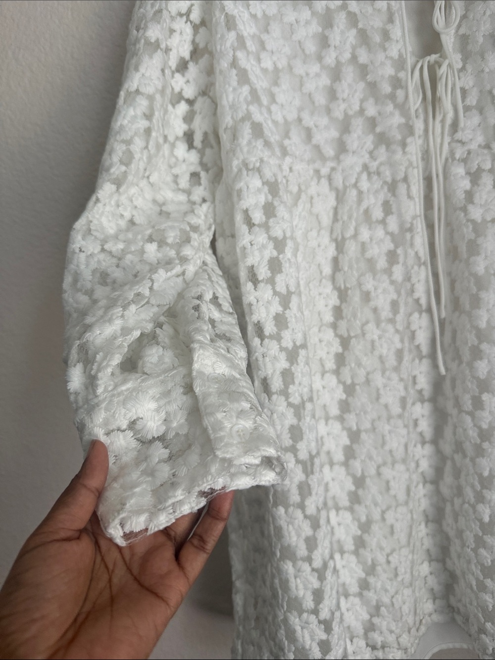 Zara white / Ivory Floral Lace babydoll heavy Tunic dress blogger fave M - Picture 10 of 16